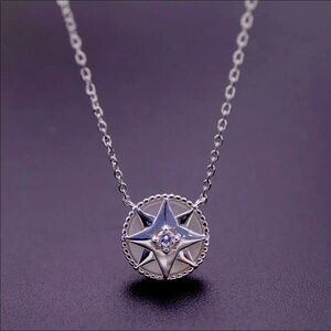 Sterling Silver Compass Necklace